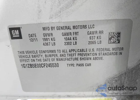 2012 Chevrolet Malibu Ls from USA, damaged, VIN 1G1ZB5E00CF245530